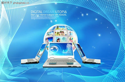 電子科技0131-電子科技圖-韓國(guó)設(shè)計(jì)元素圖庫-計(jì)算機(jī) 地球 蔚藍(lán)